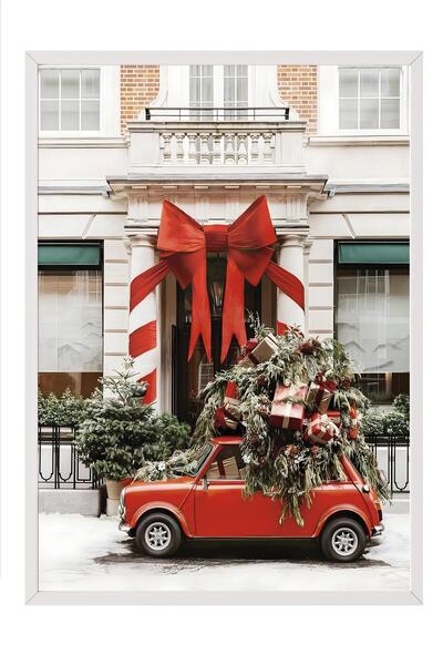 Postifull Beyaz Çerçeveli Tablo, Çerçeveli Yılbaşı Poster,  Parked for Christ...