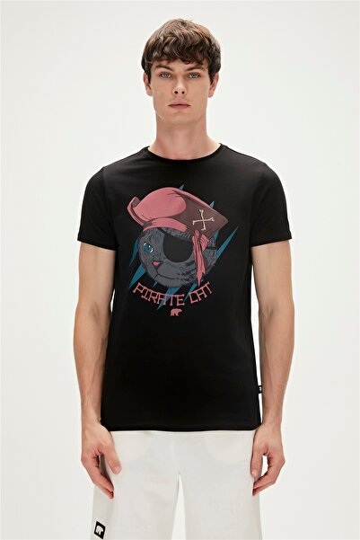 Bad Bear Pirate Men's Crew Neck T-Shirt - Black