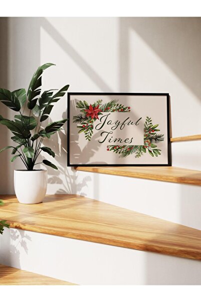 Postifull Siyah Çerçeveli Tablo, Yılbaşı Poster, Yılbaşı Dekoru,Joyful Times ...