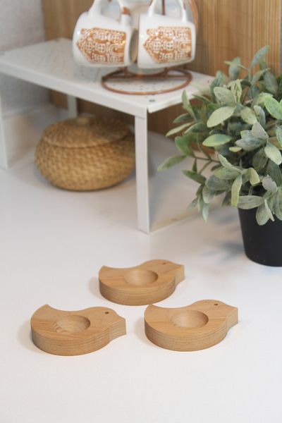 Teknofors Set of 3 Wooden Chick Egg Holder Tableware Presentation