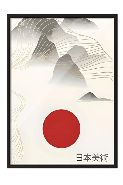 Postifull Tablou cu rama neagra, set de postere si rame, seria Mountains Japa...