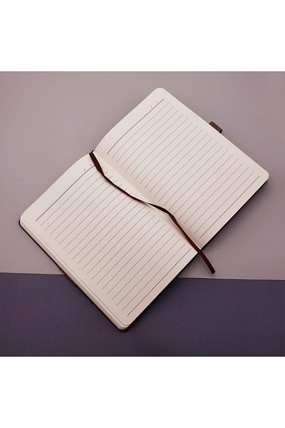 AC BOX Leather Cover Striped Notepad Tan