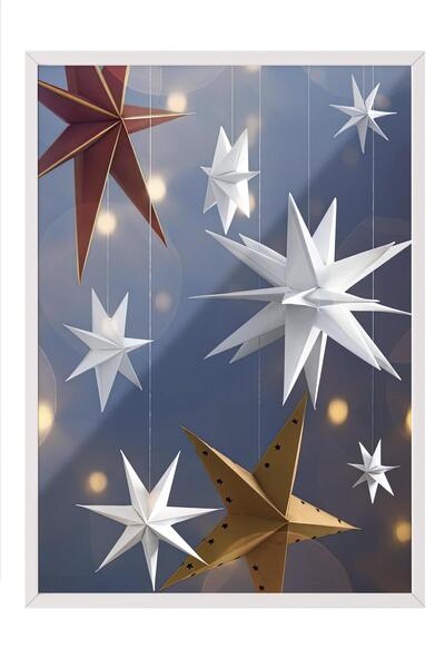 Postifull White Framed Painting, New Year Poster, New Year Decoration, Stars Aligned Comfort Series No:108662