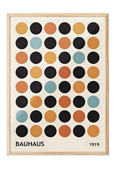 Postifull Tablou cu rama din lemn, set de postere si rame, seria Bauhaus 1919...