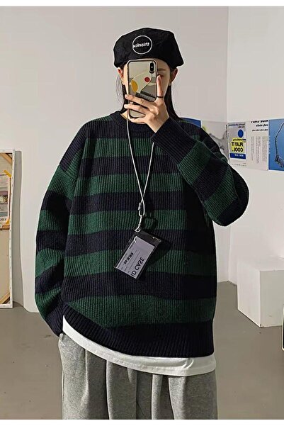 DENOKMODA UNISEX ÇİZGİLİ ÖRGÜ AKRİLİK KAZAK/SÜVETER