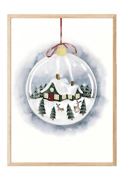 Postifull Ahşap Çerçeveli Tablo, Yılbaşı Poster, Yılbaşı Dekoru,Holiday Ornam...