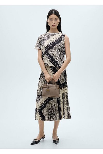 MANGO Woman Fusta plisată cu model Paisley