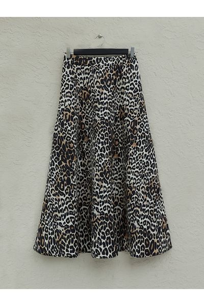 Modamorfo Fusta Ecru Scuba - Model leopard și talie elastică
