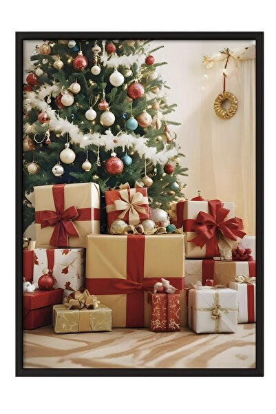 Postifull Tablou cu rama neagra, poster de Anul Nou, decor de Anul Nou, cadou...