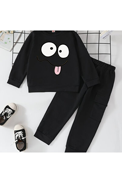 LUNAVISTA Unisex Kids Tracksuit Set - Face Printed, Oversize Fit