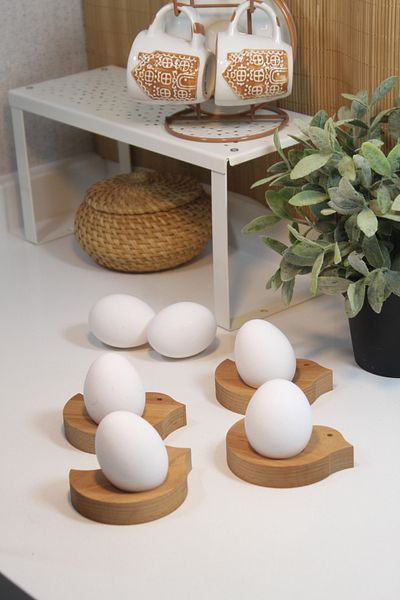 Teknofors Set of 4 Wooden Chick Egg Holder Tableware Presentation