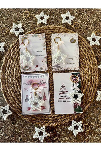 Larmina Decoration سلسلة مفاتيح لؤلؤية 4 قطع هدية عيد الميلاد