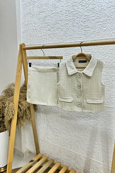 Mojo Bebek Mojo Kız Çocuk 5-14 Yaş Pırıltı İşlemeli Tüvit Yelek 4561 Krem