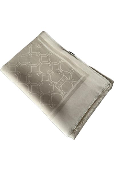 Vakko Şal Jacquard Monogram Seria Specială 40830-Ecru