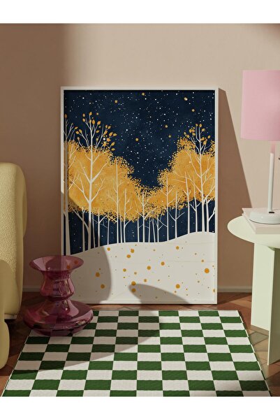 Postifull White Framed Painting, Artistic Design Wall Painting, New Year's Comfort Series No:108816