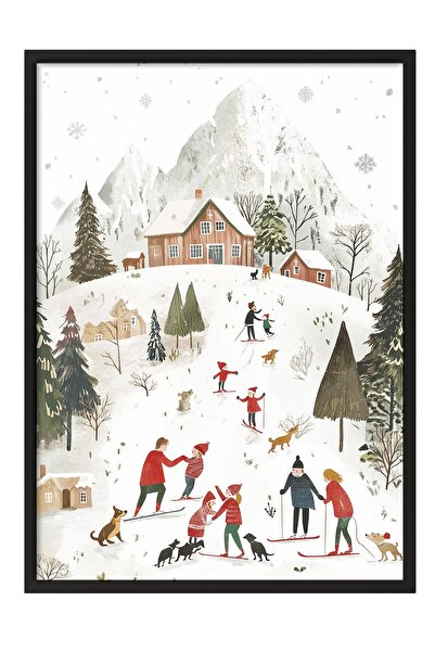 Postifull Siyah Çerçeveli Tablo, Poster ve Çerçeve Seti, Yılbaşı Comfort Seri...