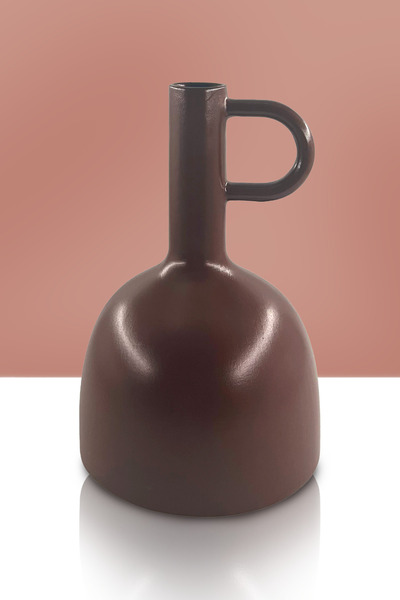 Seramik Vazo - Dekoratif Ev Aksesuarı - Kahve - 28cm * 18cm