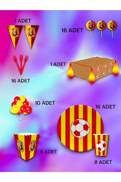 VibeHome Yellow Red Fan Luxury Set for 16 - Birthday Party and Fun Events