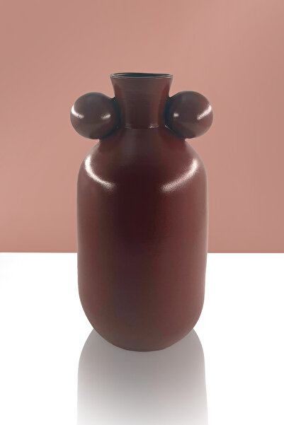 Seramik Vazo - Dekoratif Ev Aksesuarı - Kahve - 32cm * 16cm