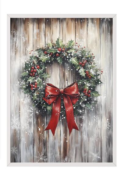 Postifull White Framed Painting, Artistic Design Wall Painting, New Year's Comfort Series No:108761