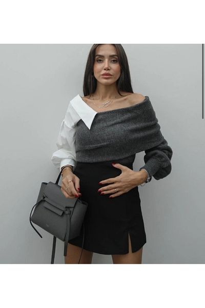 Bak'ap Trend Premium πουκάμισο Λεπτομερές πλεκτό πουλόβερ μπλούζα