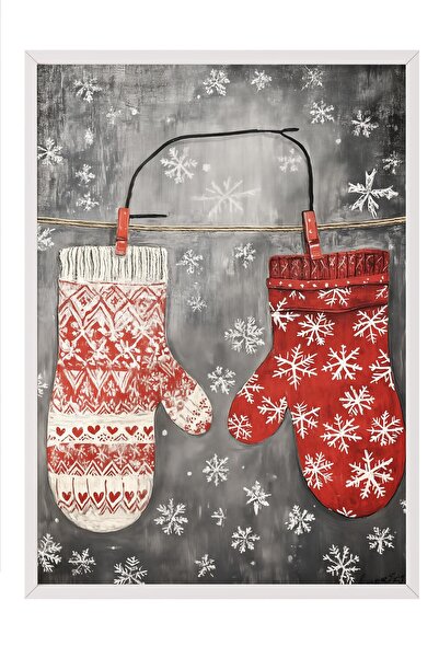 Postifull White Framed Painting, Artistic Design Wall Painting, New Year's Comfort Series No:108766
