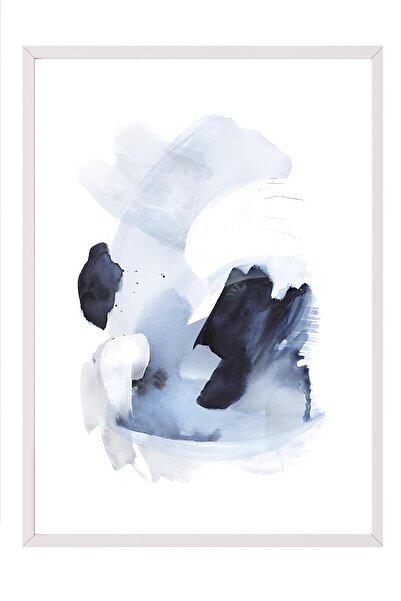 Postifull White Framed Painting, Poster and Frame Set, Watercolor Blues Comfort Series No:108574