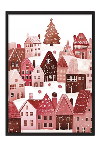 Postifull Siyah Çerçeveli Tablo, Poster ve Çerçeve Seti, Yılbaşı Comfort Seri...