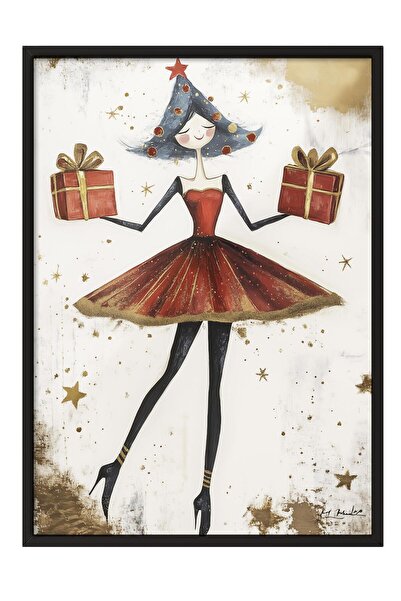 Postifull Black Framed Painting, Poster and Frame Set, New Year Comfort Series No:108748