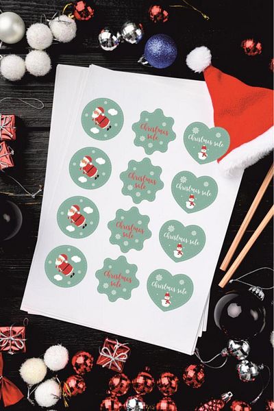 Lizpo Decor New Year Sticker Set 30Pcs 5cm Round Happy New Year New Year Christmas Gift Package Labels