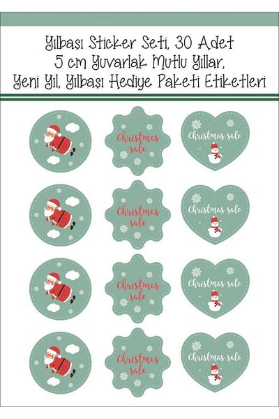 Lizpo Decor New Year Sticker Set 30Pcs 5cm Round Happy New Year New Year Christmas Gift Package Labels