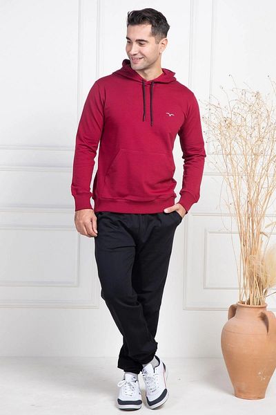 ByLohusa Claret Red Sports Model Large Size Men's Pajama Set