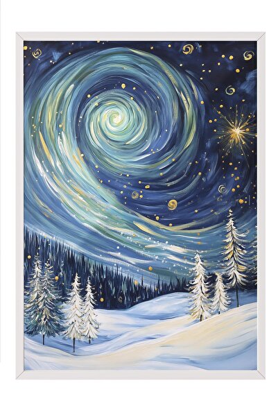 Postifull White Framed Painting, Artistic Design Wall Painting, New Year's Comfort Series No:108740