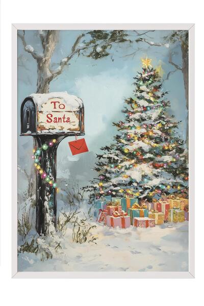 Postifull White Framed Painting, Artistic Design Wall Painting, New Year's Comfort Series No:108746