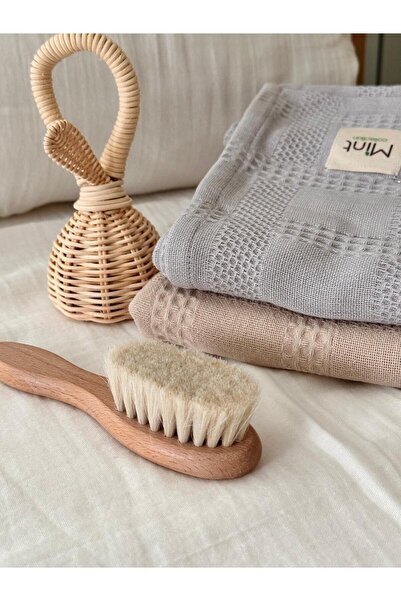 MİNT COLLECTİON Müslin Pike Bebek Battaniyesi Gri Bebek Battaniyesi