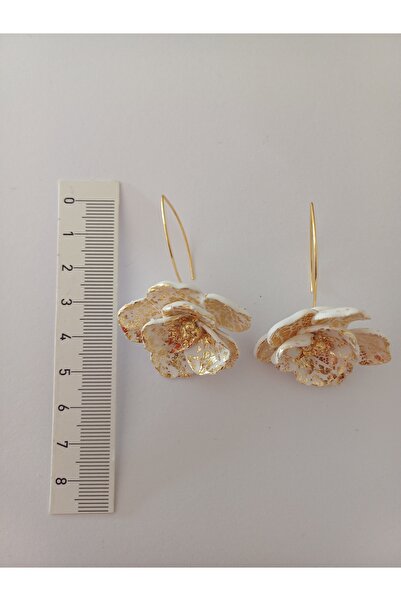 CREATİVESHOP Dangle Flower Earrings, Gold Color Flower Earrings, Polymer Clay...
