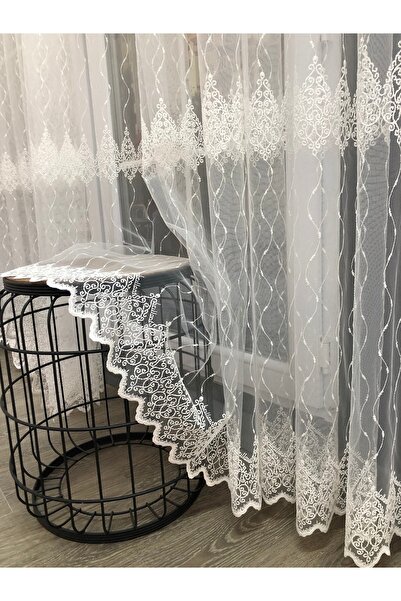 rendecioğlutekstil Tül Perde Samdaç Desen 1x3 Sık Pile Brode İşlemeli Tül