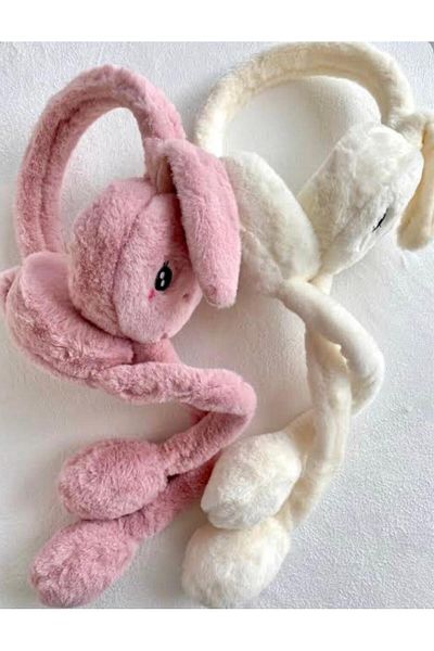 İnDerin Playful Ear Plush Winter Sound Rabbit Cream Earmuff Imported