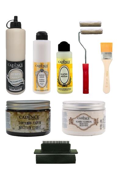 Cadence Boya Hibrit Multisurface Boya Ekonomik Eskitme Seti 10 Parça-(h-006 Dantel 500ml)