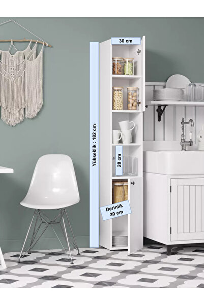 Lavanta Mobilya İmalat POSOF MDF BEYAZ ÇOK AMAÇLI MUTFAK DOLABI (Gıda Dolabı) (1. Sınıf MDF)