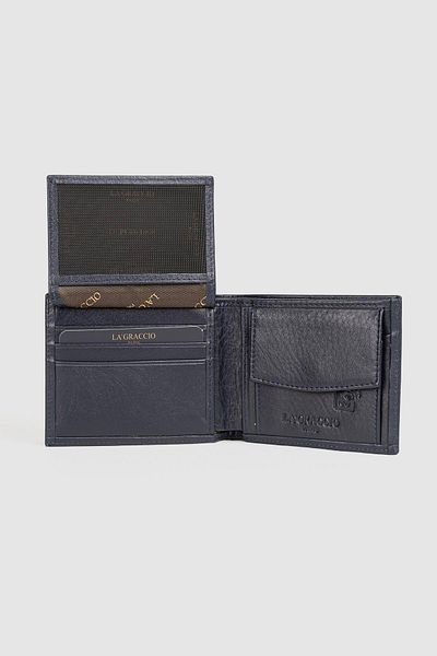 La La'Graccio Paris Ανδρικό πορτοφόλι La'Graccio Paris από γνήσιο δέρμα Navy Blue