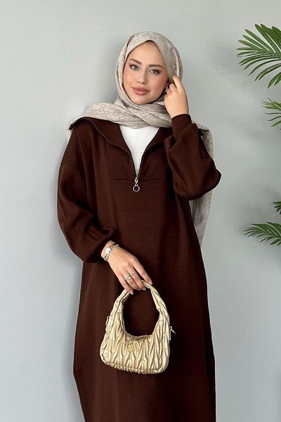 Jose Clothing Enzo Premium Yarn Series Zipper Long Knitwear Dress