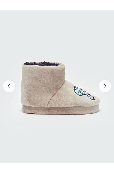 LC Waikiki LCW STEPS Сиви бродирани плюшени домашни ботуши за момче