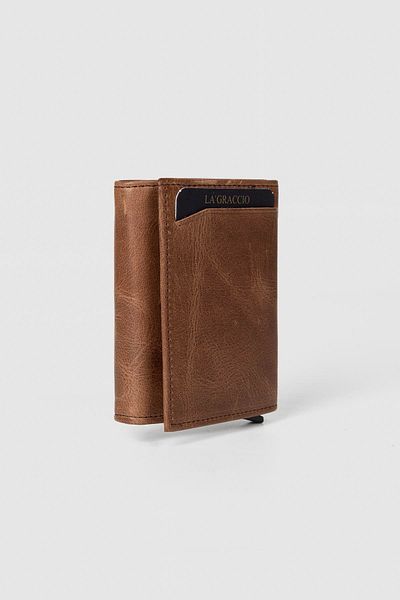 La La'Graccio Paris Мъжки портфейл от естествена кожа La'Graccio Paris с механизъм, цвят Crazy Brown