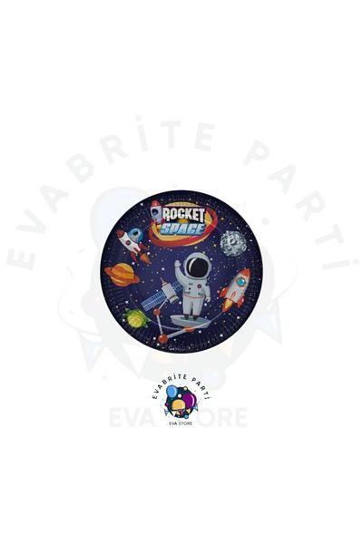 Evabrite Space Themed Cardboard Plate 8 Li - Birthday Party Set Supplies