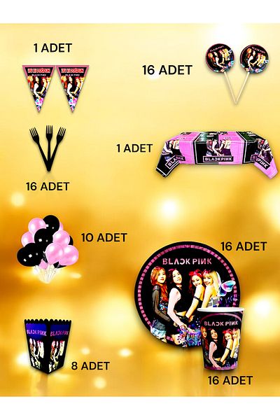 VibeHome Blackpink Themed Luxury Set for 16 - Birthday Party and Fun Events