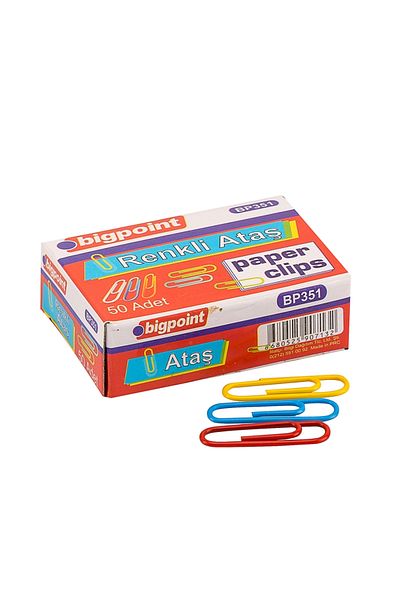 Bigpoint Color Pvc Coated Paper Clip No:3 - 28 Mm, 50 Pcs, Durable and Rustproof