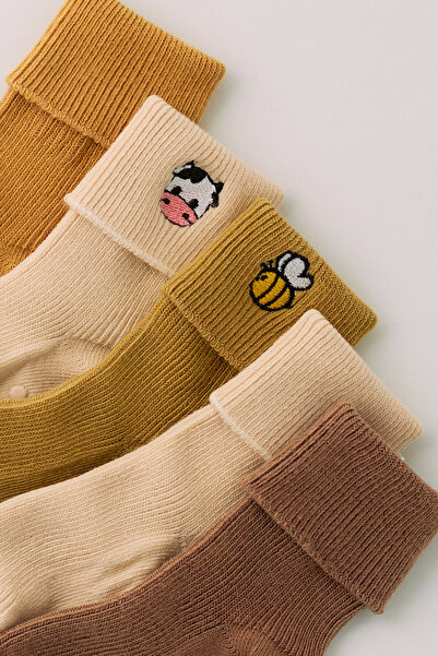 Katia&Bony Бебешки чорапи от 5 части - в кутия с детайли с бродерия на животни