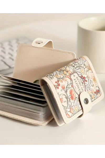 DOODLE Vintage Style Women's Credit Card Wallet with Floral Pattern, Compact Card Holder with Multiple Slots