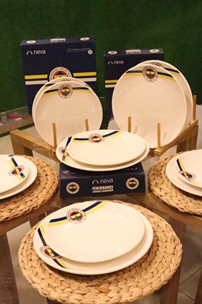 Fenerbahçe DEKOMUS İLE LİSANSLI FENERBAHÇE 6 KİŞİLİK 12 PARÇA PORSELEN PASTA ...
